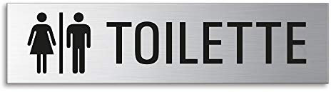 Cartello Targa Targhetta Toilette 160x40 mm acciaio Inox cepillado autoadhesivo No.10127