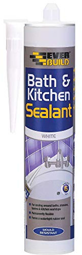 Everbuild Bath and Kitchen Acrylic Sealant – Anti Mould Formulation – White – 290ml cartridge