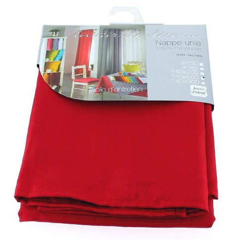 Douceur d'Intérieur - 1720211, Mantel Rectangular, 140 X 250 Cm, Essentiel, Poliéster Liso, Rojo