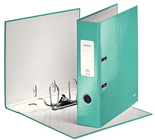 Leitz Qualitäts-Ordner 180°, A4, 8 cm Rückenbreite, laminierte Graupappe, Eisblau, WOW Serie, Design kann variieren, 10054051