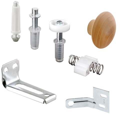 PRIME-LINE N 7283 Bi-Fold Door Kit, for Use with 7/8 in Wide Top Tracks, Mixed, Mill, 3/4 in L x 5/8 in W x 3-1/2 in D