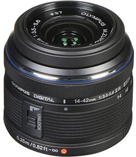Olympus M.Zuiko Digital 14-42mm F3.5-5.6 II R Lens, for Micro Four Thirds Cameras (Black)