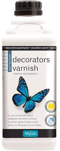 Polyvine Decorators Varnish Gloss, Satin or Dead Flat – Water Resistant Clear Varnish with UV Protection - Seals and Protects Emulsion, Acrylic Paint, Wallpaper, Wood, Furniture, Plaster & Fabric, 1L