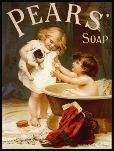 Pears Soap - Puppy Bath Time - Mini Metal Wall Sign by Vintage Wall Signs