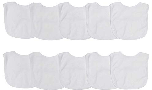 Neat Solutions 2-Ply Knit Terry Solid Color Feeder Bibs in White - 10 Count(Pack of 1)