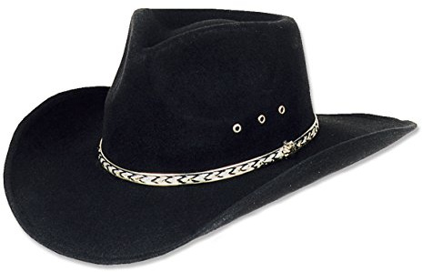 Stars & Stripes Filzhut Kansas Black - Westernwear-Shop Edition Westernhut Cowboyhut Westernkleidung Filzhut für Damen und Herren (52 cm) Schwarz (59 cm)