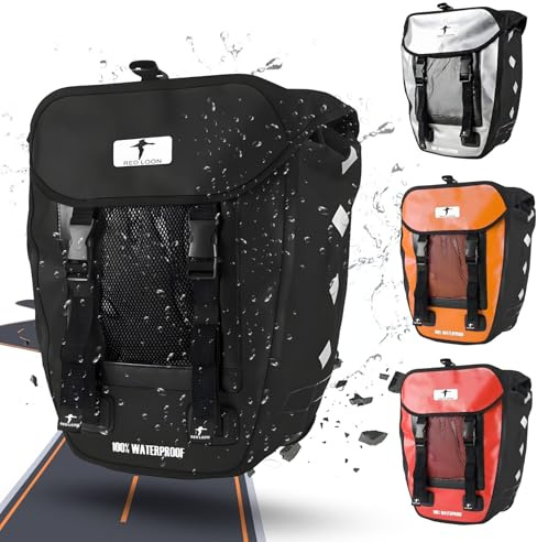 Red Loon R1 x robuste Fahrradtasche aus LKW-Plane – wasserdichte Packtasche für Gepäckträger in Schwarz