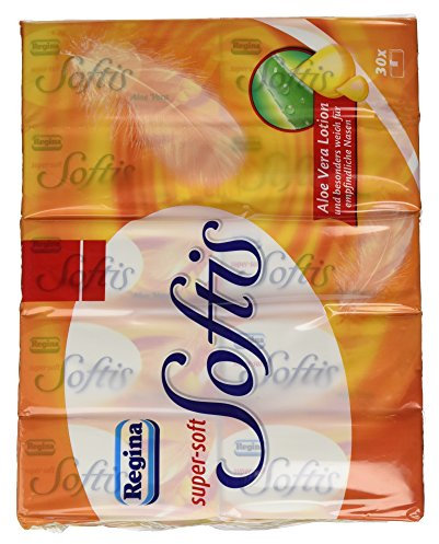 Regina Softis Taschentücher super-soft mit Aloe Vera Lotion, 4-lagig, 30 Stück