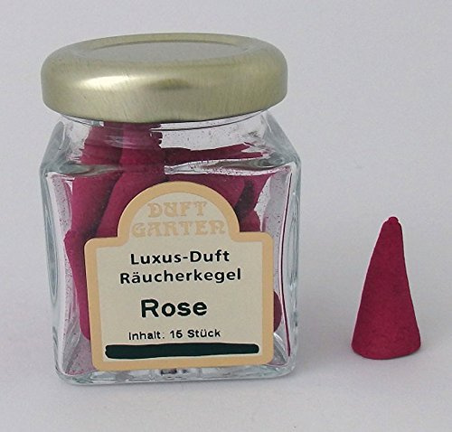 Glas mit 15 Räucher-Kegeln Rose