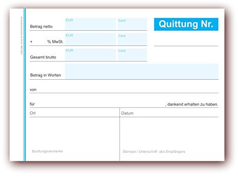 5 x Formularbuch Quittungsblock A6 mit 50 Blatt, blau (5 Stück) Quittungsblöcke