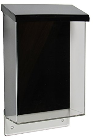 DIN A5 Prospektbox/Prospekthalter/Flyerhalter im Hochformat, Outdoor Box | Wetterfest, für Außen, mit Deckel, aus Acrylglas/PMMA, Zur Montage an Wänden gedacht, schwarzes und klares Acryl