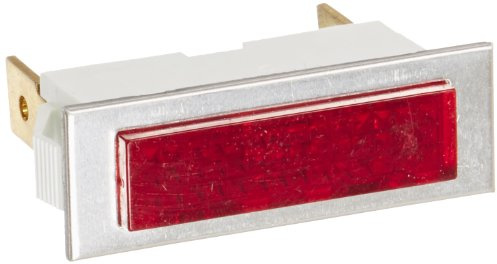 Snap in Rectangular Indicator Light, 0.375 x 1.28 Panel Cutout, 0.250 Quikconnect Connection Type, Red Diamond Lens, Stainless Bezel