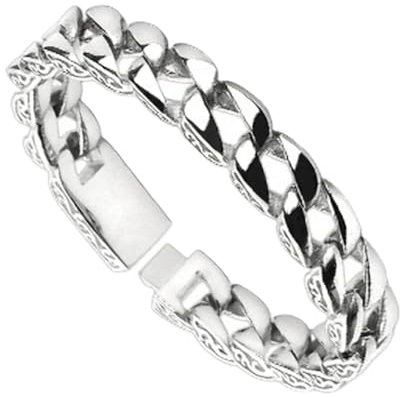 Mianova Edelstahl Panzer Armband Armreif Glieder Armband Armreif Massiv Panzer Armband Armreif Silber Bracelet mit Wellen Design Biker Style