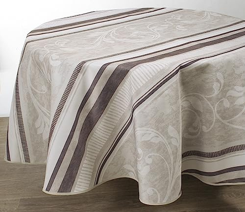 Le linge de Jules Nappe Anti-Taches Arabesque - Taille : Ovale 150x240 cm, Gris