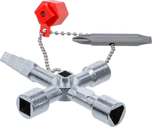 BGS 9416 | Universal Key PRO Key | For air conditioning, ventilation, inspection flaps, flap lock outdoors, with chain, bit and adapter