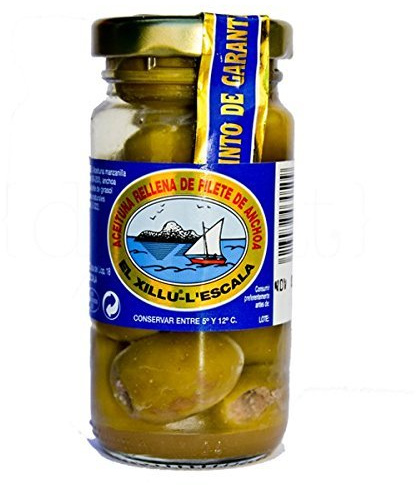 Aceituna rellena de filete de anchoa 90gr. Anxoves El Xillu. 12un.