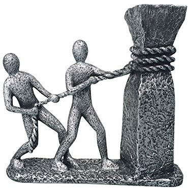 GILDE Skulptur 'An einem Strang ziehen', 25 cm, antik-Silber