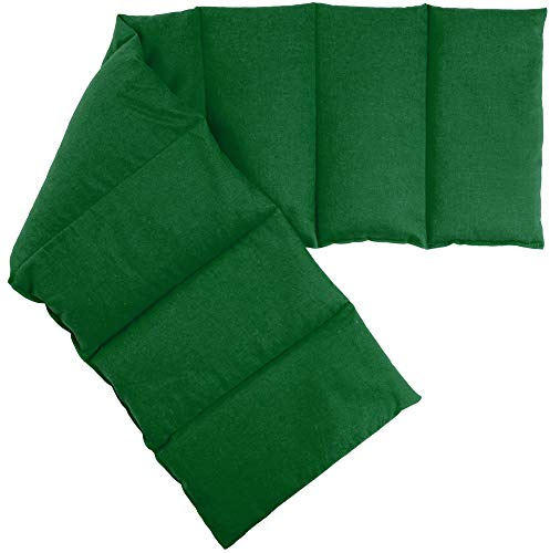 Leinsamenkissen 75x20cm groß 8-Kammer, grün - Wärmekissen, Körnerkissen für Mikrowelle und Backofen