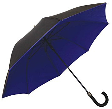 SMATI Parapluie Canne - Design - DOUBLE Toile - Chic - Très SOLIDE - Anti Vent - Baleinage en FIBRE - Couleur (BLEU)