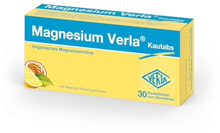 Magnesium Verla Kautabs – 150 mg Magnesiumcitrat zum Kauen & Lutschen, optimale Magnesium-Versorgung, fruchtiger Maracuja-Zitrone-Geschmack, gluten- & laktosefrei, 30 St