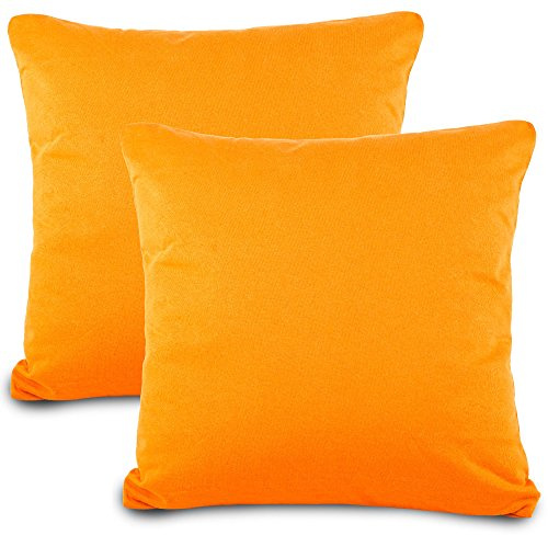 aqua-textil Classic Line Baumwoll Kissenbezug 2er-Set 80 x 80 cm orange Kissen Bezug Kissenhülle. Kopfkissenüberzug. Pillowcase. Bettkissen. Kopfkissenbezug. Reißverschluss Jersey