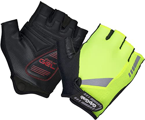 GripGrab ProGel Padded Short Finger Summer Cycling Gloves 4mm DoctorGel | Fingerless road and gravel bike glove with shock-absorbing padding, reflective details, pull-off tabs and signature gMagnets