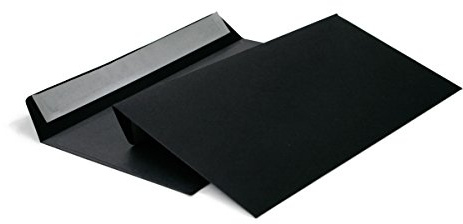 Briefumschläge schwarz DIN lang C6/5, ohne Fenster, 120g/m² Größe: 114x229 mm haftklebend mit Abdeckstreifen 214A(500)