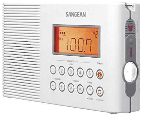 Sangean H201 Shower Radio AM/FM Waterproof, Weather Alert Radio, White