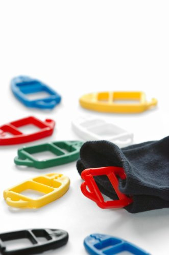 Supi Lot de 15 pinces à chaussettes - Système de clips malin breveté en Finlande - N’abîme pas le tissu - Couleurs assorties Rot, Gelb, Blau
