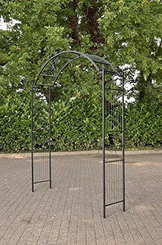 CLP Metall-Rosenbogen Flexi | Stufenlos verstellbare Rankhilfe für alle Rankpflanzen | Rundbogen im Landhausstil, Farbe:schwarz