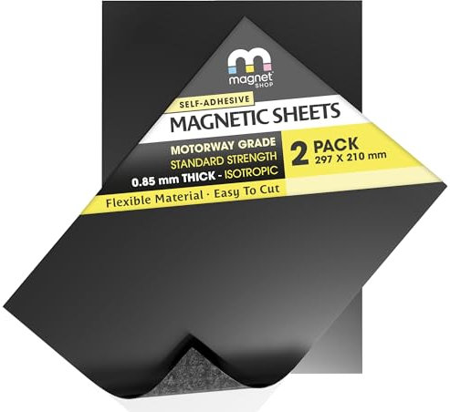 2 A4 ADESIVO FOGLI MAGNETICI 0.85mm extra adesivo, resistente flessibile AUTO INSEGNA The FRIGO MAGNETE NEGOZIO