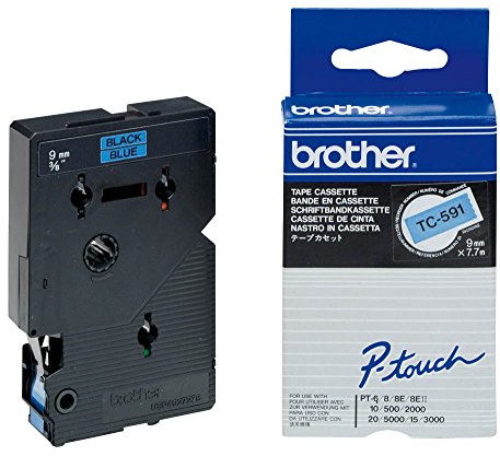 Brother TC591 Schriftbandkassette 9 mm x 7.7 m blau / schwarz laminiert für P-touch 8e 500 2000 3000 5000