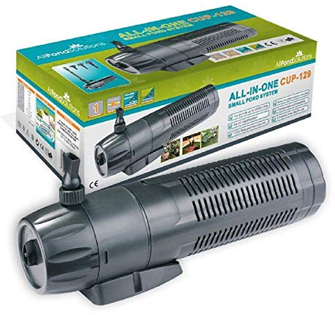 AllPondSolutions CUP-129-1000L/H All in One Pond Pump Filter with Fountain and 9w UV Steriliser Algae Control for Ponds up to 1000L