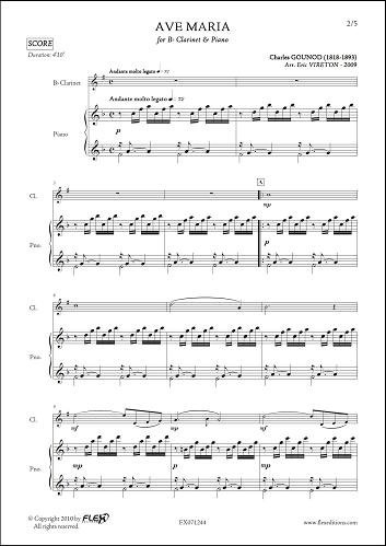 FLEX EDITIONS GOUNOD C. - AVE MARIA - CLARINET & PIANO Klassische Noten Holzblasinstrumente Klarinette