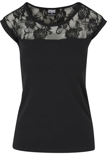 Urban Classics Ladies Top Laces Tee, Maglietta Donna, Nero, L