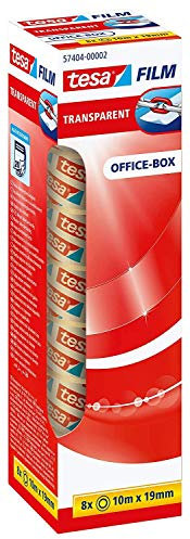 tesafilm transparent - Transparentes Klebeband mit starker Haftung - alterungsbeständig und reißfest - 10 m x 19 mm - 8er Pack