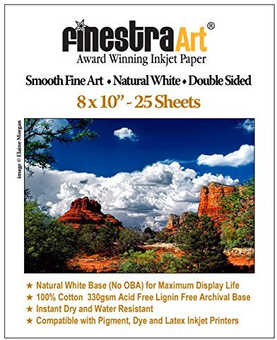 8 X 10 Smooth Fine Art Museum Natural White Double Sided - 25 Sheets