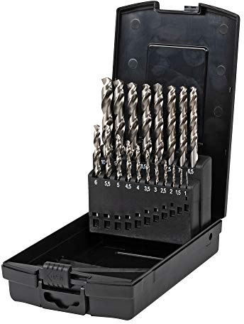 STIER Spiralbohrer Set HSS-Co5 / HSS-E, 19-teilig, Premium Metallbohrer Satz, Stahlbohrer Satz, geschliffen, zylinderischer Schaft, Cobalt-Gehalt von 5%, DIN 338, Typ N