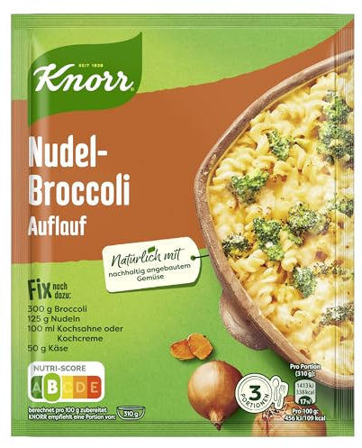 Knorr Fix Würzmischung Nudel-Broccoli Auflauf für einen leckeren Nudelauflauf ohne geschmacksverstärkende Zusatzstoffe 21x 46 g