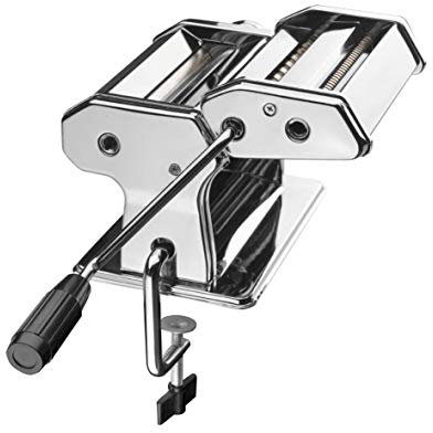 LACOR - 60390 - Máquina de Pasta Fresca, Máquina Laminadora Manual, Cocina Pasta Casera, Acero Inoxidable, Incluye Tornillo para unir a la Mesa, 145 mm