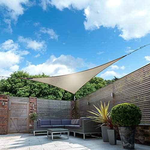 Kookaburra Waterproof Garden Sun Shade Sail Canopy in Mushroom 98% UV Block (3.6m Triangle)