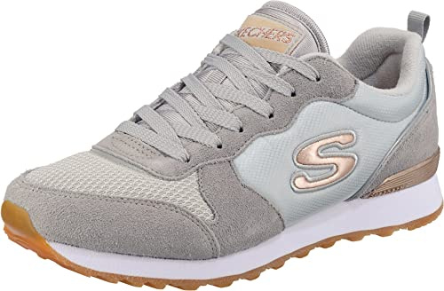 Skechers Damen Retros-og 85-goldn Gurl sneakers, Light Gray Suede Nylon Mesh Rose Gold Trim, 37 EU