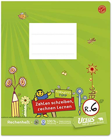 Formati Rechentrainer R.6 Quart 20 Blatt kariert | 100 % Recyclingpapier, ausgezeichnet mit blauem Engel und österreichischem Umweltzeichen, abgerundete Ecken