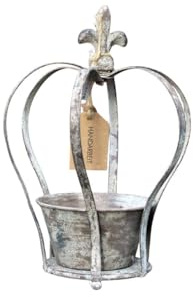 Exner Metalldeko Krone mit Lilie Gartendeko Rost Antik- Look Landhaus Windlicht Garten