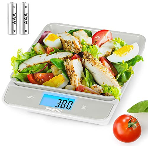 Duronic KS100 GY Küchenwaage, 5 kg Digitalwaage mit 1,2 L abnehmbarer Schüssel, 1 g grammgenau Präzision-Feinwaage, Haushaltswaage mit Tara-Funktion