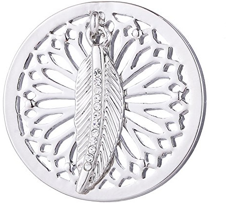 Morella dam coin silver drömfångare med fjäder 33 mm