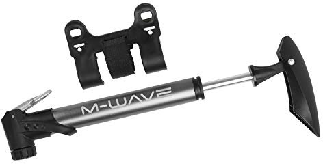 M-Wave Double Shot A Minipumpe, Fahrradpumpe, Handpumpe, Luftpumpe, AV, DV, FV, Autoventil, Dunlopventil, Französisches Ventil, aus Aluminium