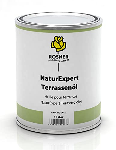 Rosner Natur Expert Terrassenöl & Holzschutz-Wachs Farblos, 1 Liter | Professionelles Holzwachs zur Pflege von Gartenmöbeln und Dielen - Wasserabweisend, UV-Schutz und Farbauffrischung