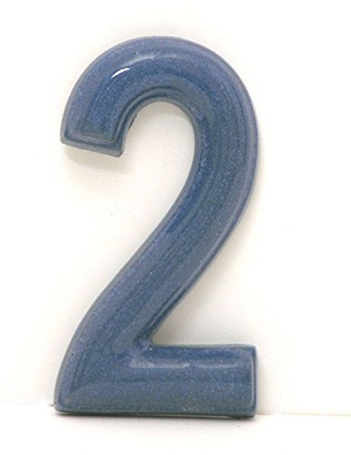 Numéro de maison 2 céramique en grès – Couleur Venise brillante 11 x 6 x 1,5 cm