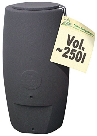 Regentonnen Regewassertonnen Säule anthrazit 250l - das schlanke Regen-Wasser-Tonne! Regespeicher Regenbechälter. Kompakt und Praktisch mit viel Volumen auf Kleinster Stellfläche!